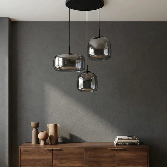 Smoked Glass Multi Pendant Light with Integrated LED