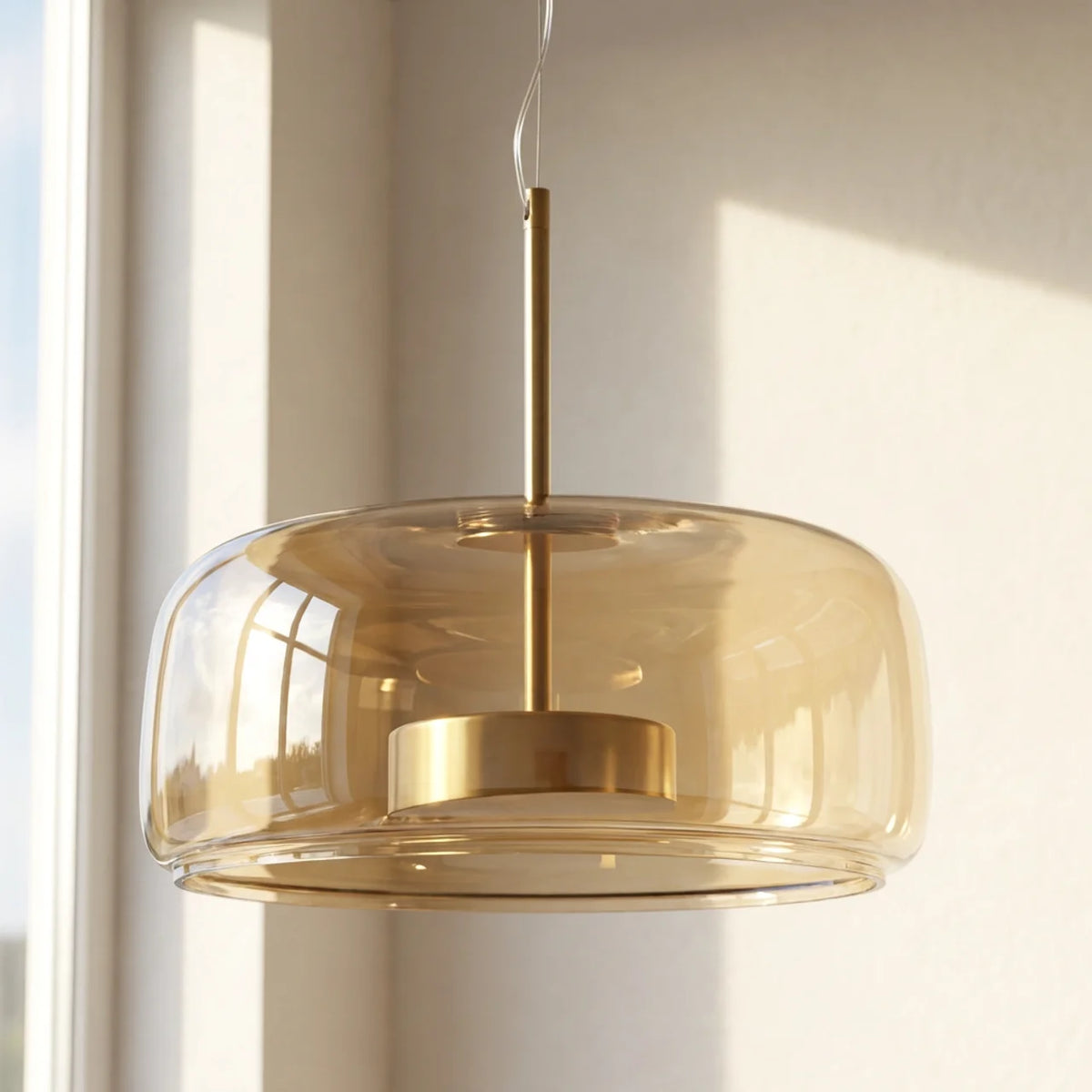 Smoked Glass Pendant Light with Integrated LED
