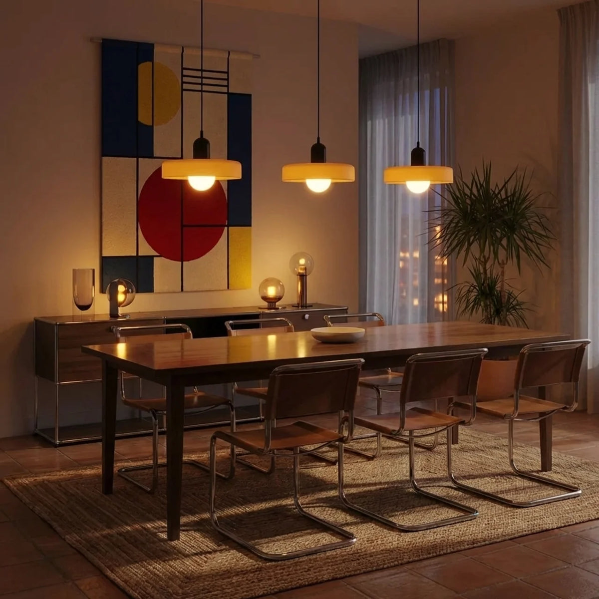 Coloured Glass Pendant Light, Bauhaus Style