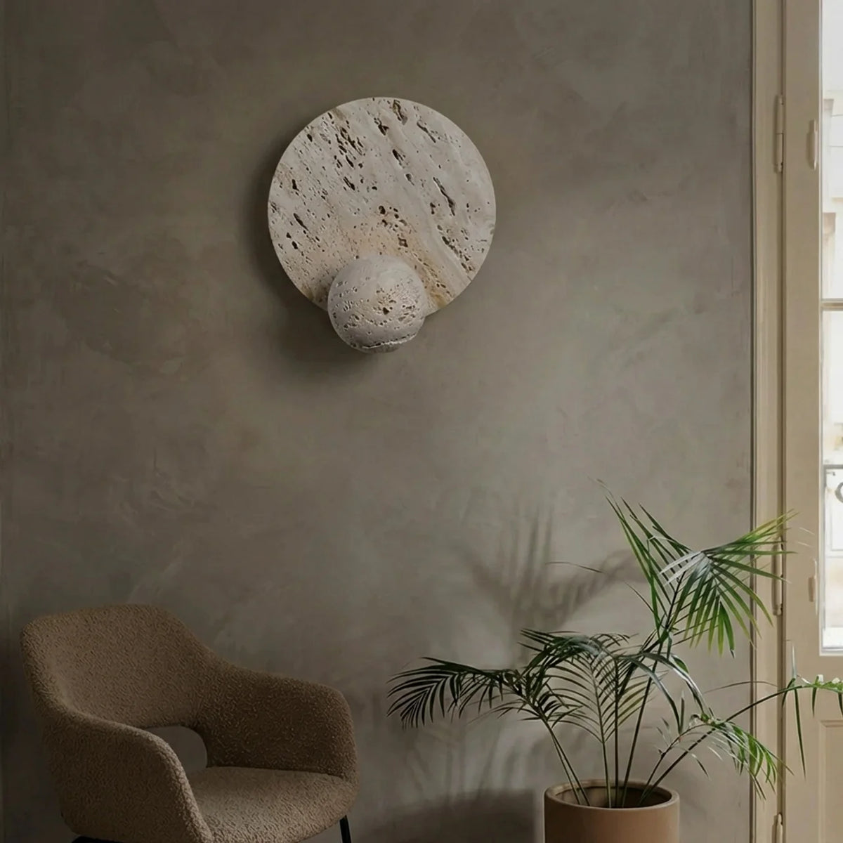 Travertine Wall Sconce with Integrated LED