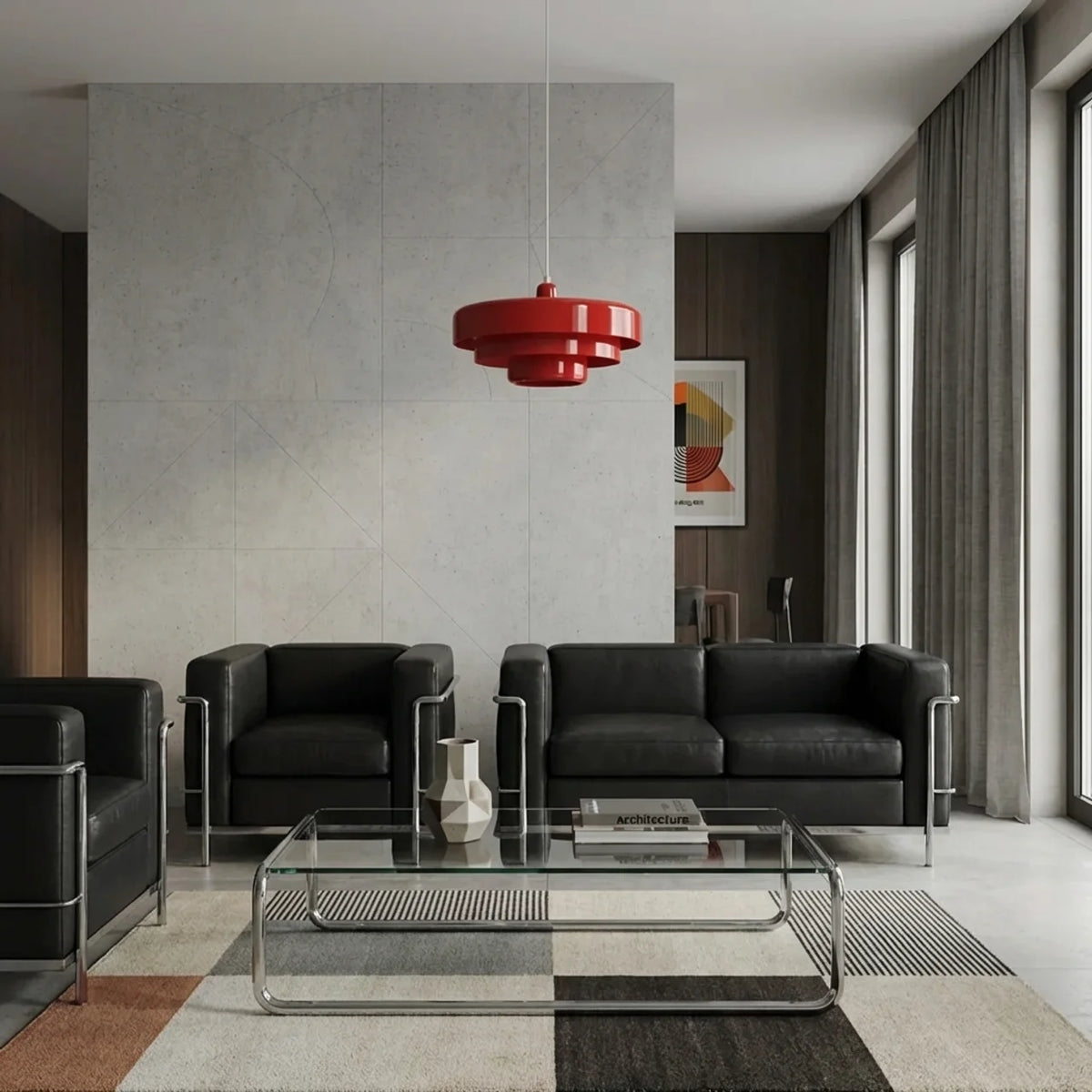 Tiered Glass Pendant Light Bauhaus Style