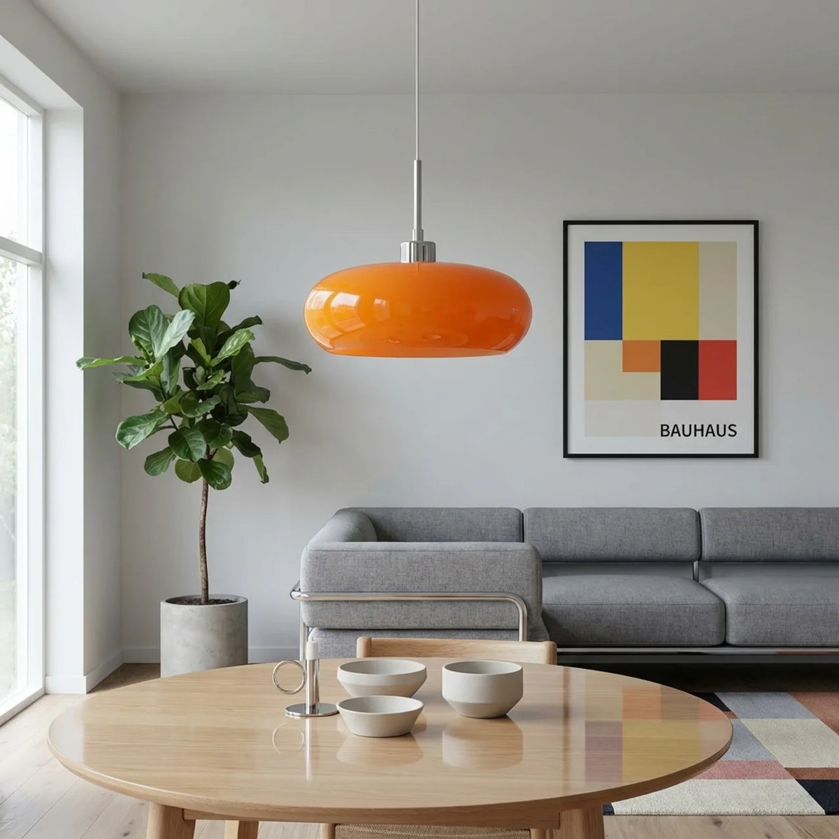 Compact Bauhaus Glass Pendant Light