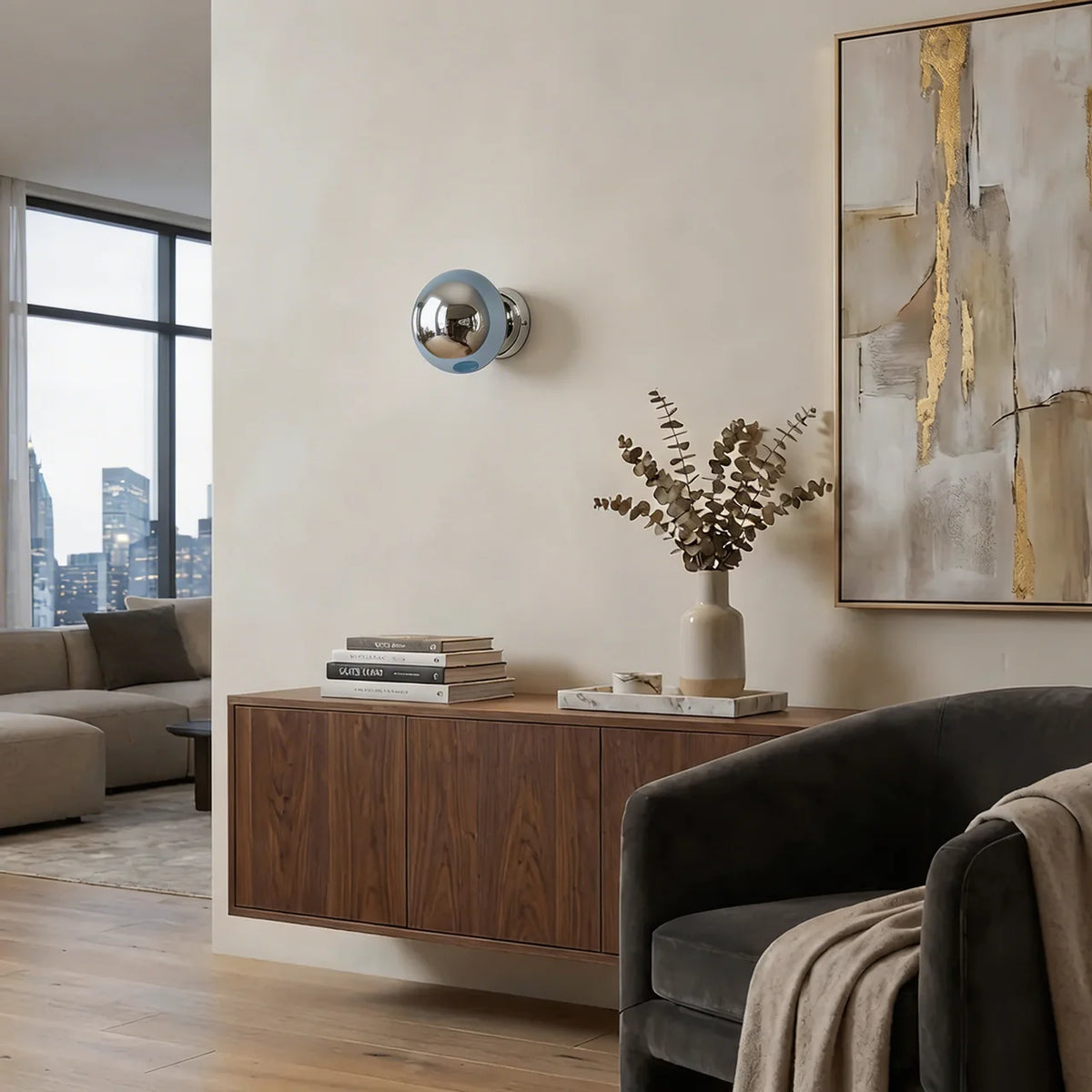 Asymmetric Fluid Form Wall Light