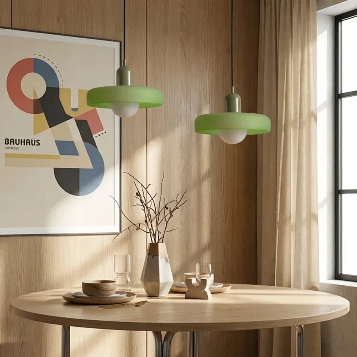 Coloured Glass Pendant Light, Bauhaus Style