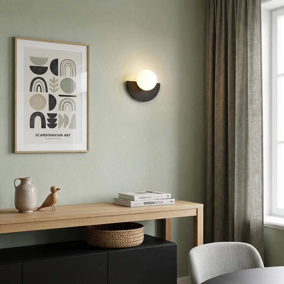 Wall Sconce Light Semi Circle Metal with Integrated LED
