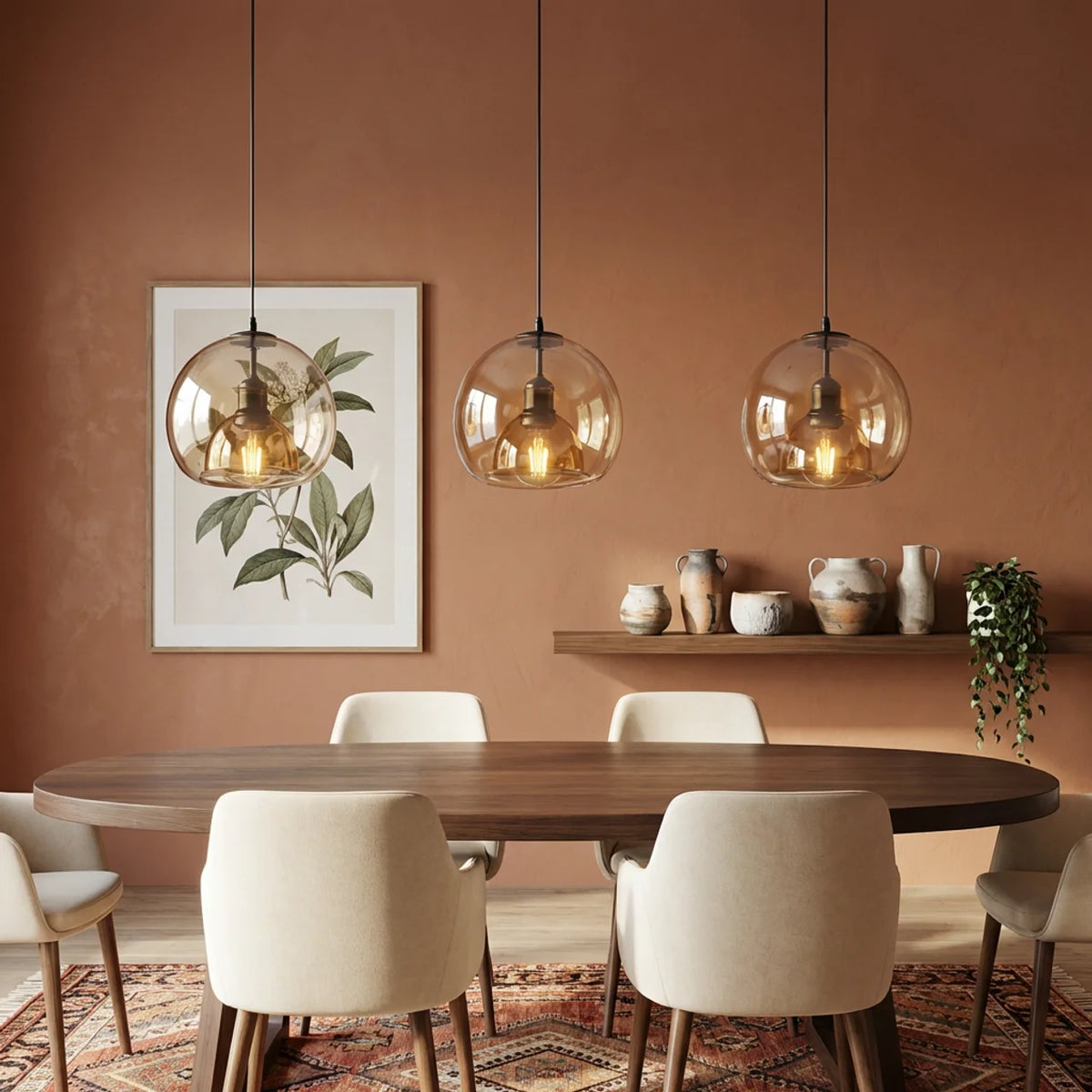 Smoked Glass Dome Pendant Light