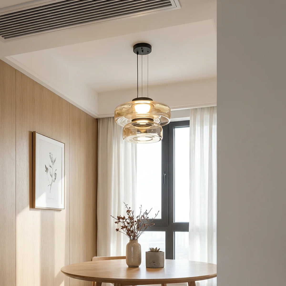 Tiered Glass Pendant Light with Integrated LED, Bauhaus Style