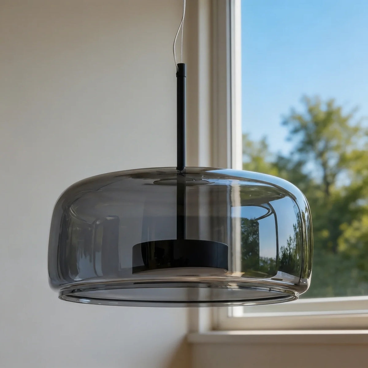 Smoked Glass Pendant Light with Integrated LED