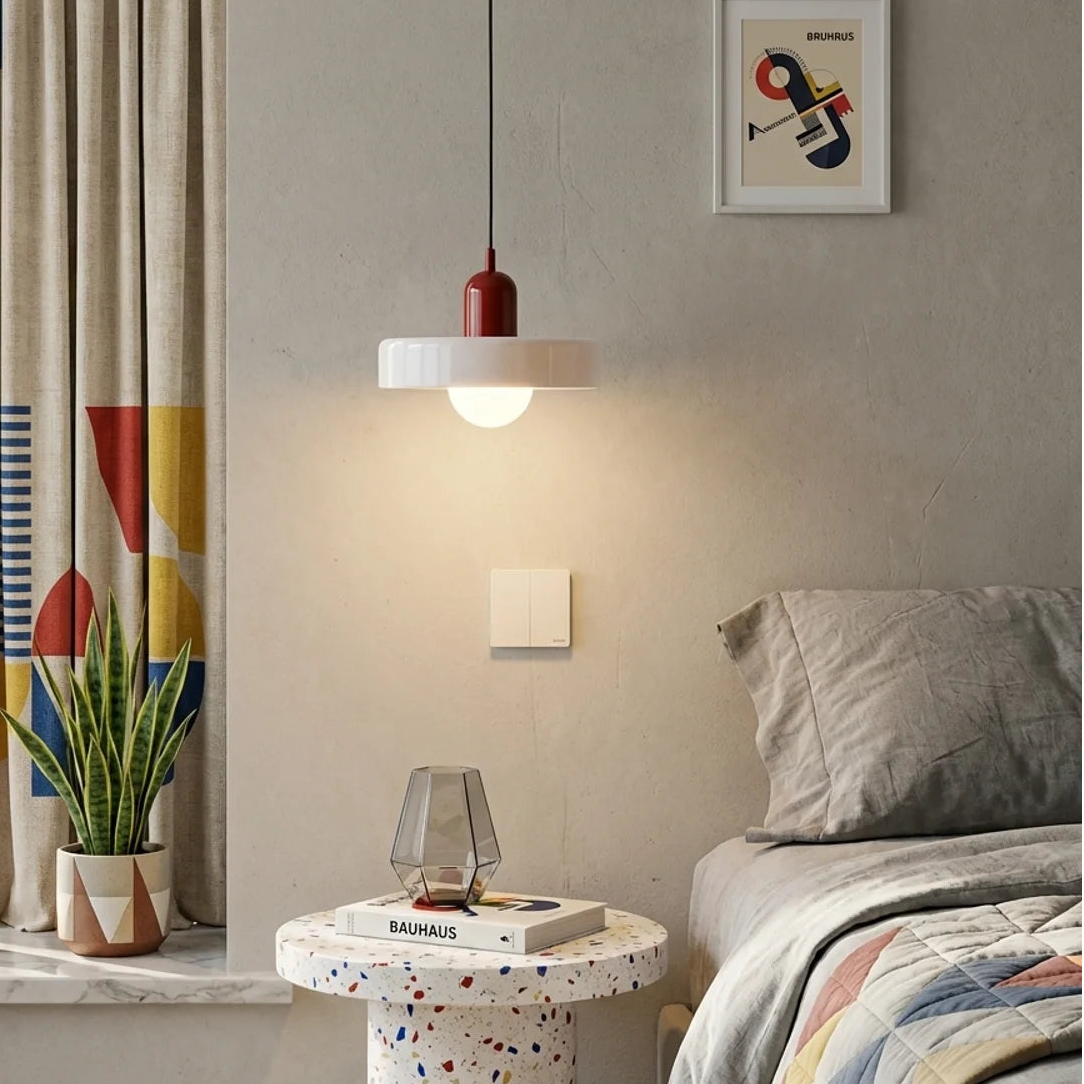 Coloured Glass Pendant Light, Bauhaus Style