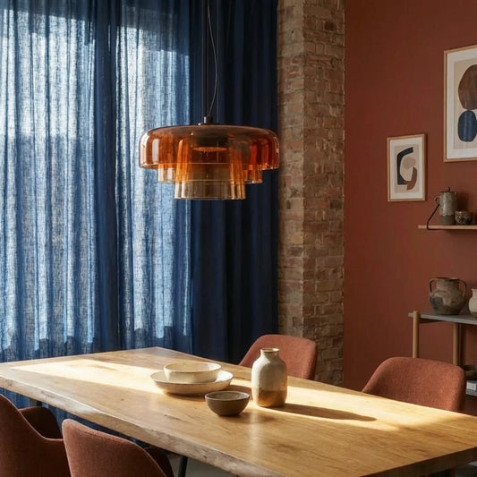 Tiered Coloured Glass Pendant Light, Bauhaus Style