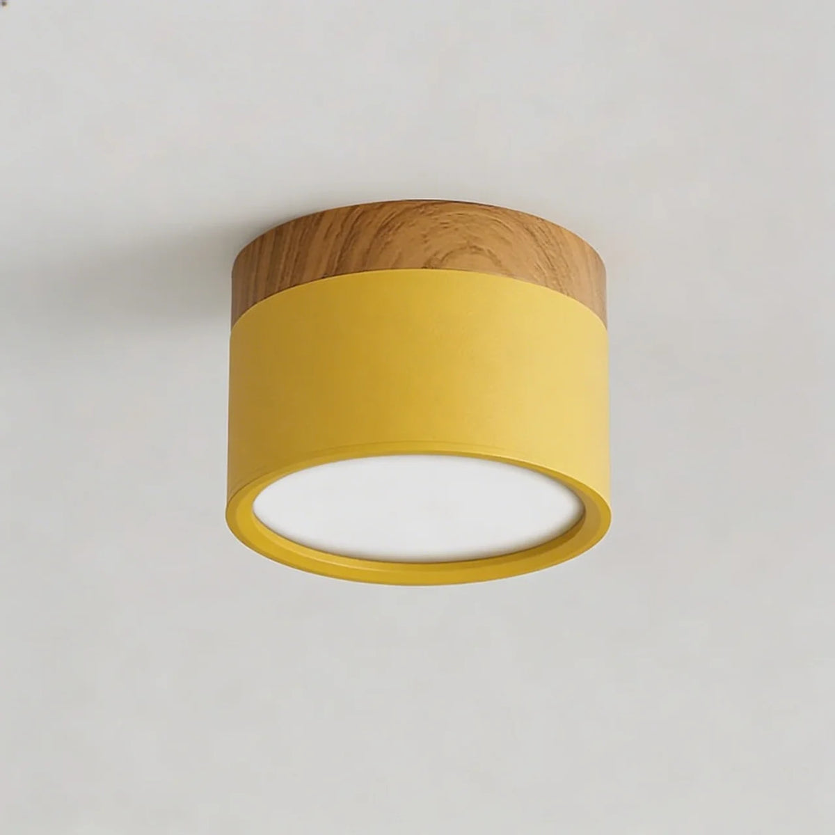 Flush Mount Ceiling Light Solid Colour Wood Accent with Integrated LED
