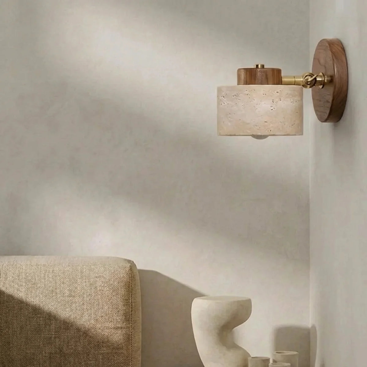 Travertine Single Wall Light with Integrated LED