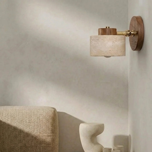 Travertine Single Wall Light with Integrated LED