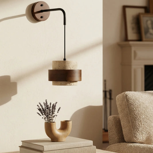 Travertine Wall Light with Cylindrical Design