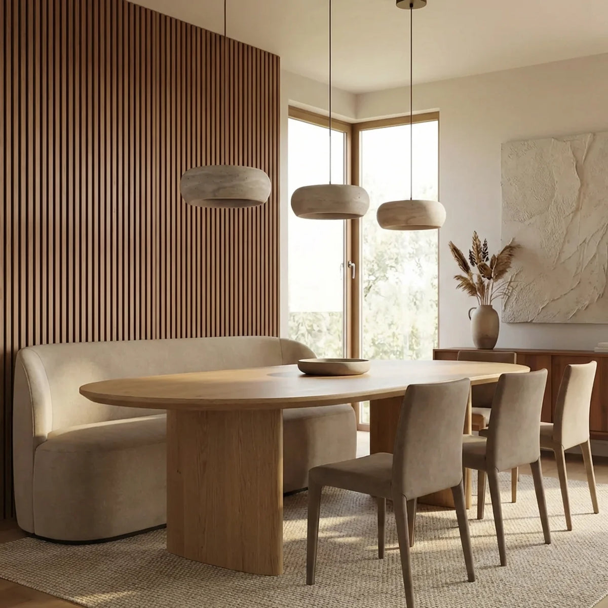 Travertine Pendant Light with Integrated LED
