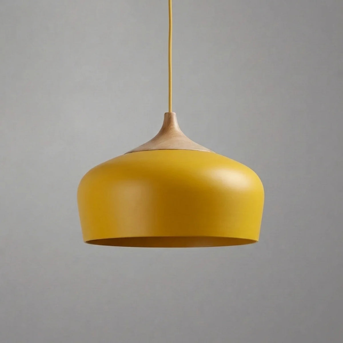 Pendant Light Metal and Wood with Sculptural Shape Design