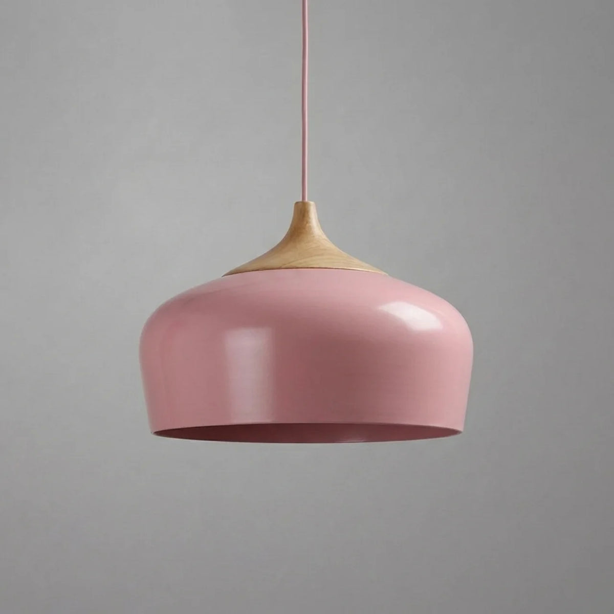 Pendant Light Metal and Wood with Sculptural Shape Design