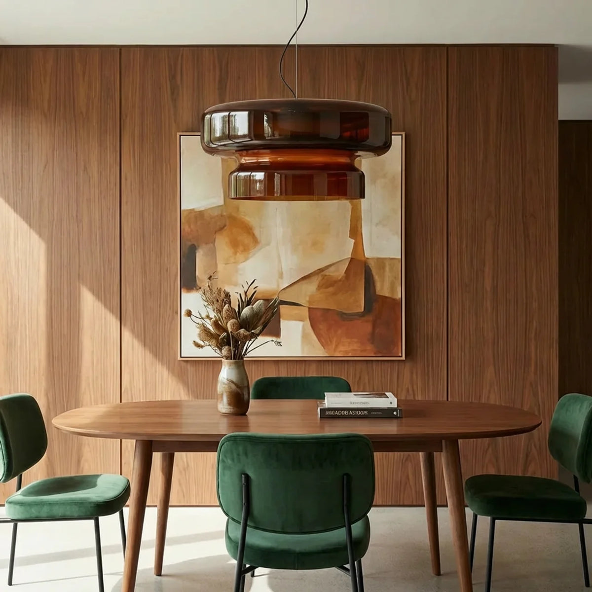 Tiered Coloured Glass Pendant Light, Bauhaus Style