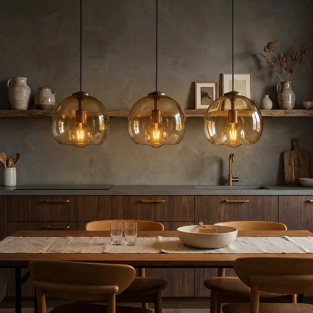 Glass Multi Pendant Light with Round or Linear Canopy
