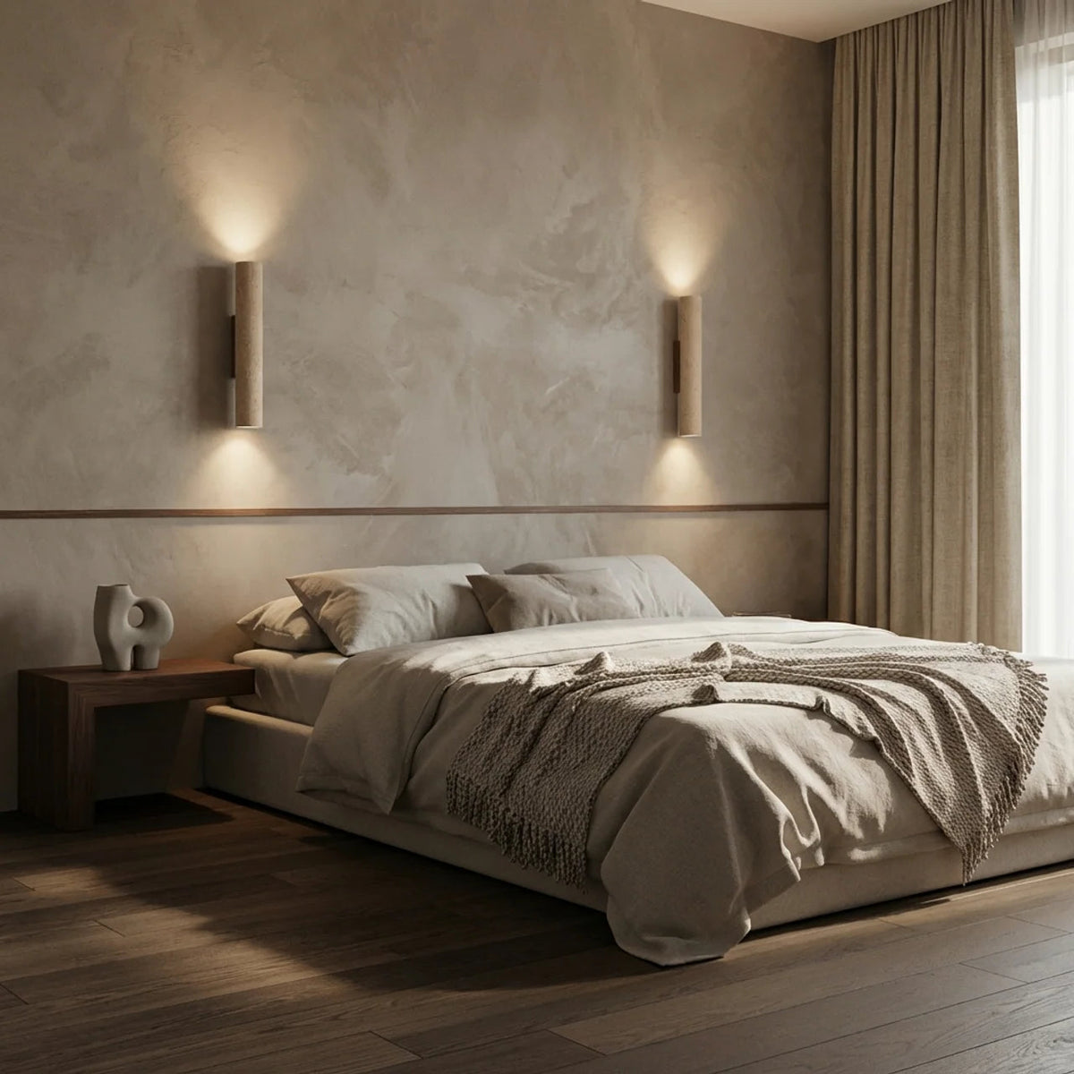 Travertine Vertical Wall Light with Up-Down LED