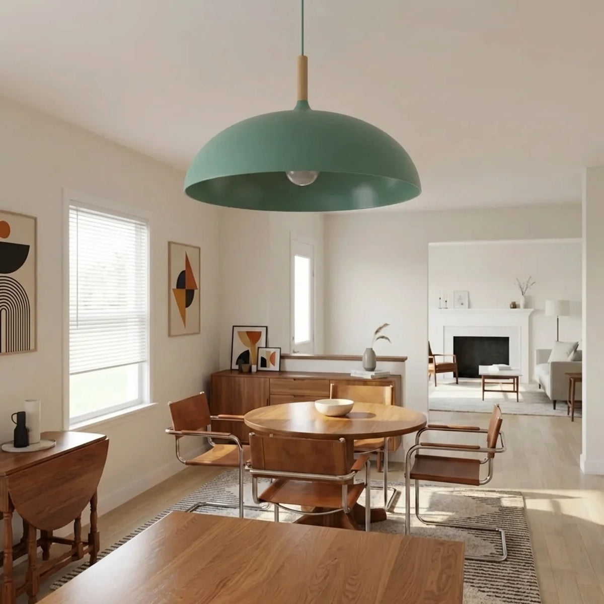 Pendant Light Metal and Wood with Sculptural Shape Design