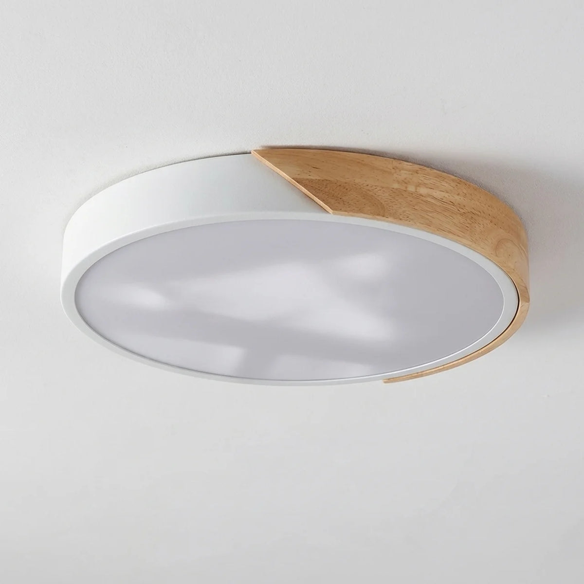 Wood Flush Mount Ceiling Light Round LED Design
