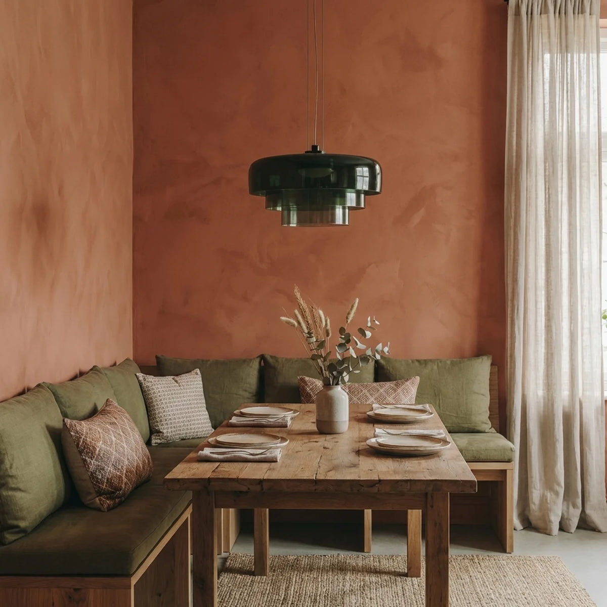 Tiered Coloured Glass Pendant Light, Bauhaus Style