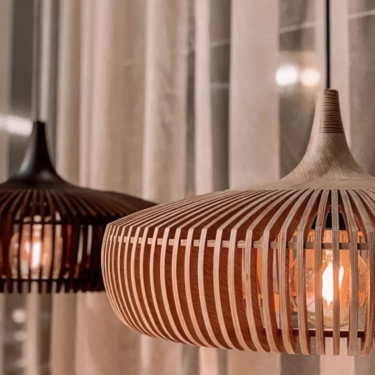 Minimalist Wooden Dome Pendant Light