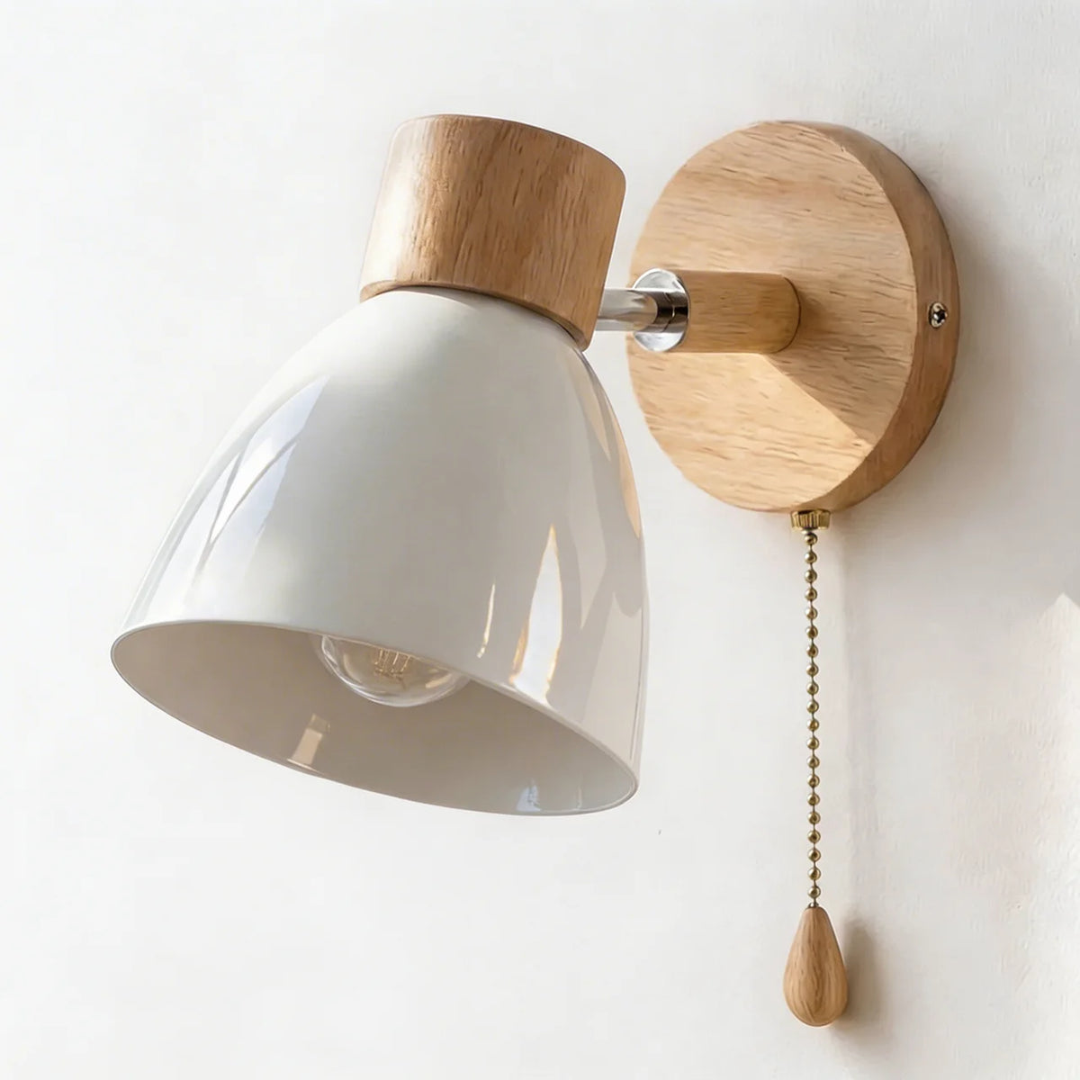 Wall Sconce Light Metal and Wood with Adjustable Shade