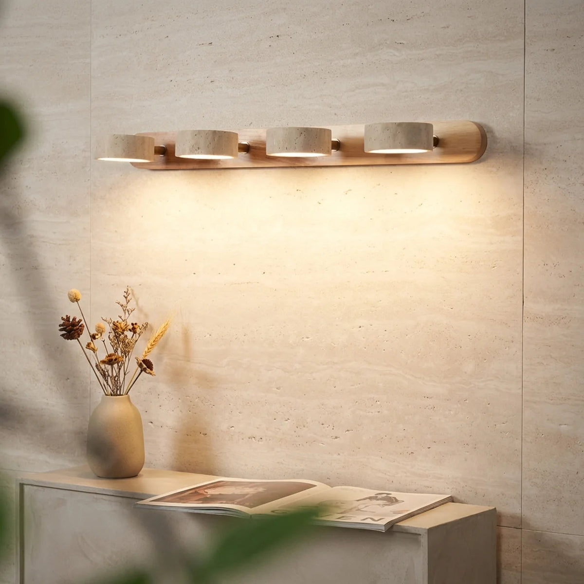 Travertine Wall Light with Integrated LED