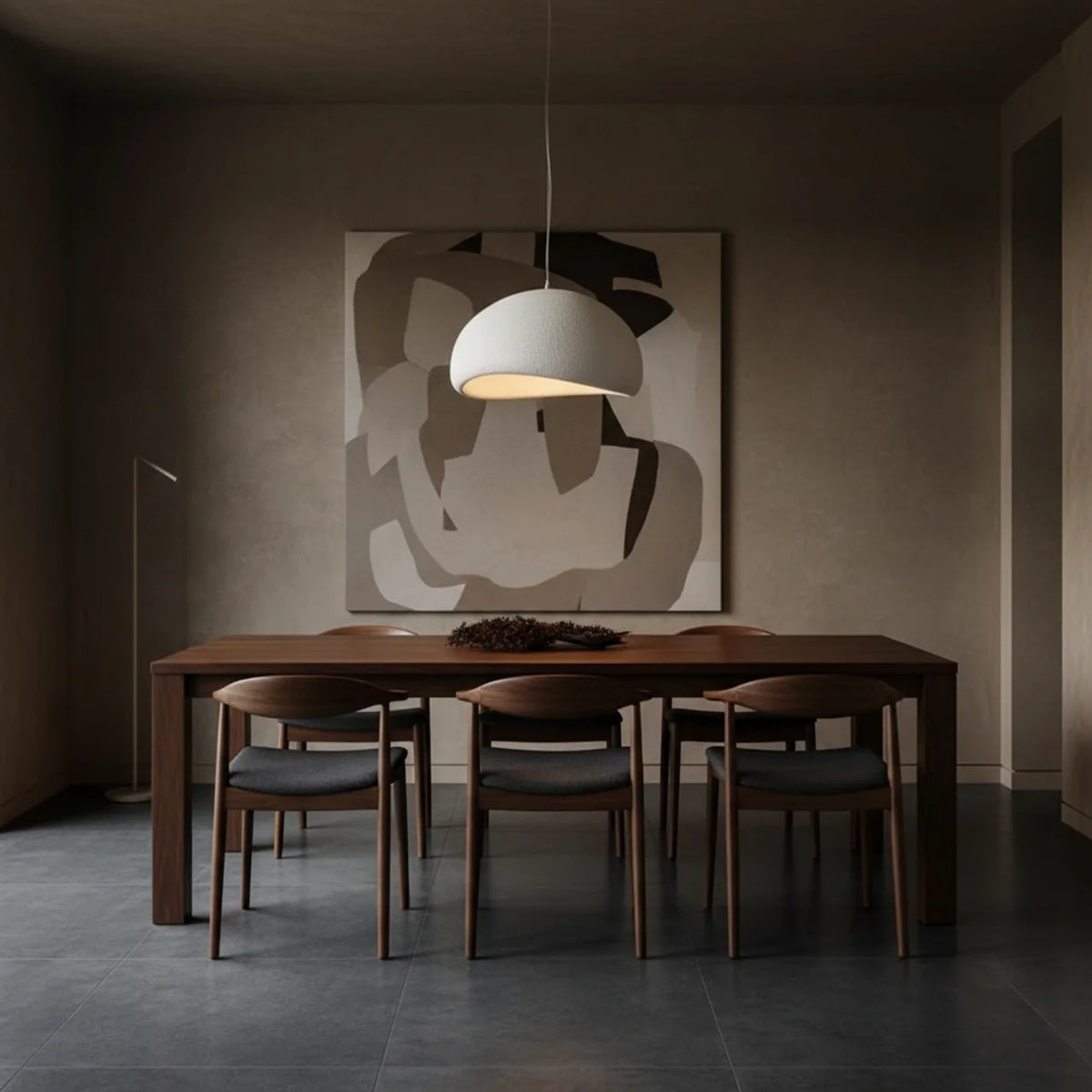Organic Stone-Form Fabric Pendant Light