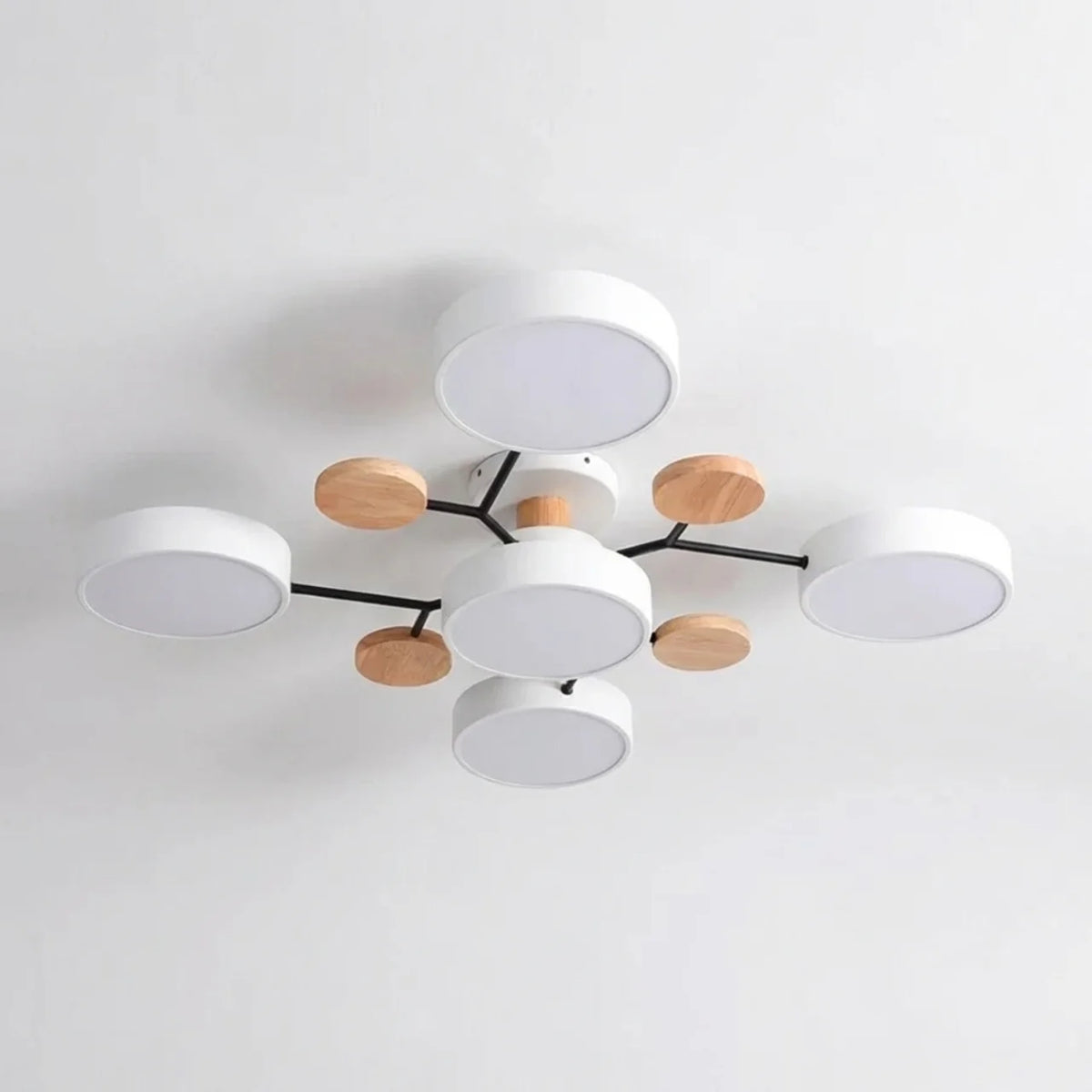 Flush Mount Ceiling Light Branch Design with Wood Accents