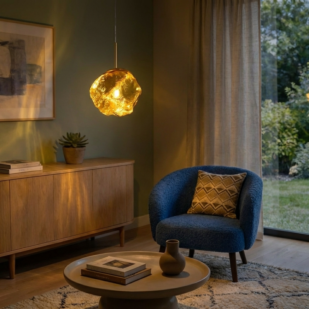 Molten Blown Glass Pendant Light