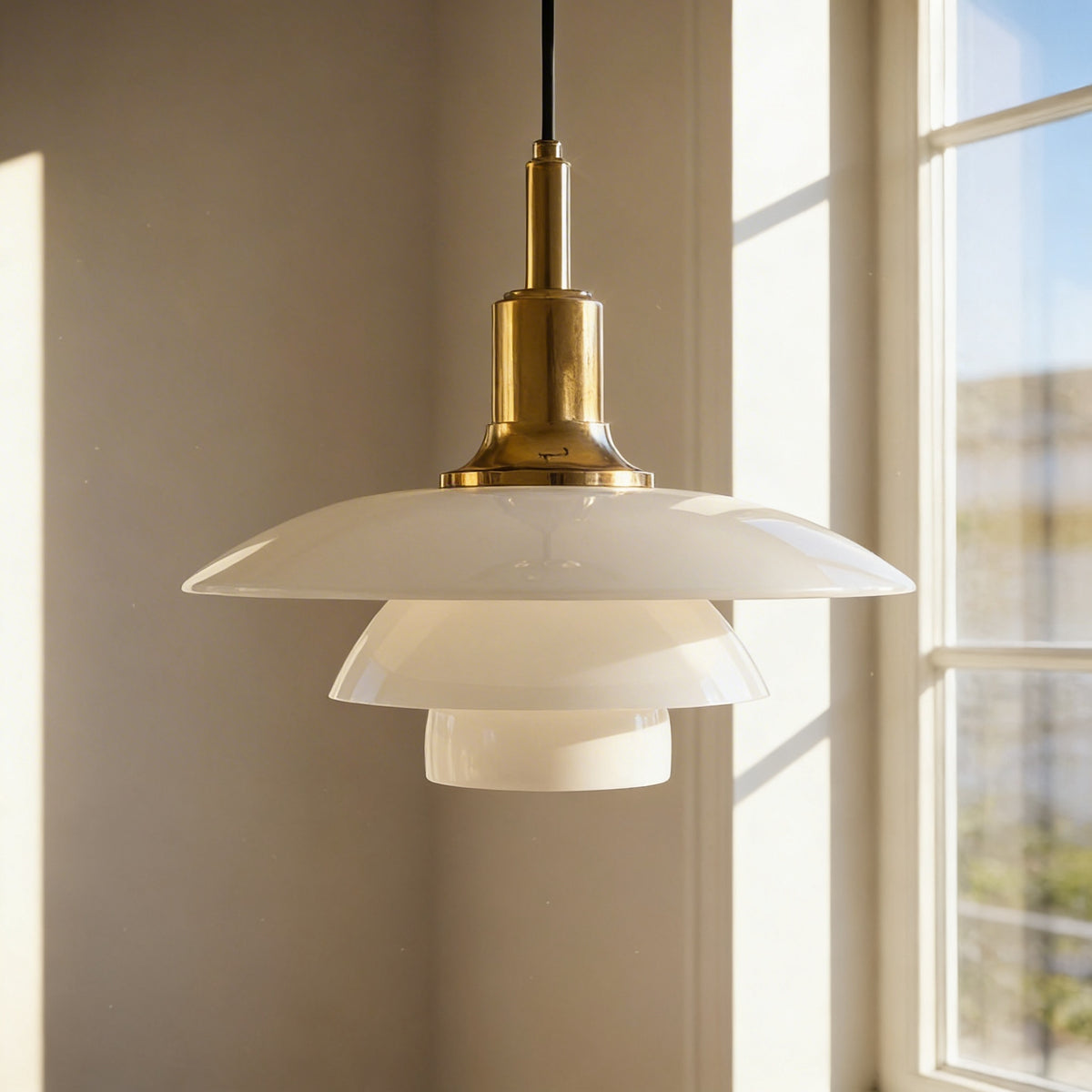 Compact Danish Layered Glass Pendant Light