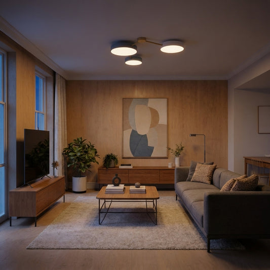 Flush Mount Ceiling Light Solid Wood and Iron with Integrated LED