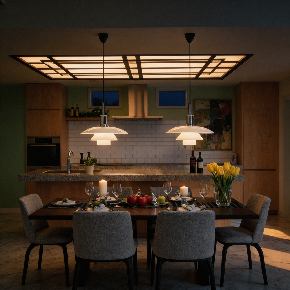 Compact Danish Layered Glass Pendant Light