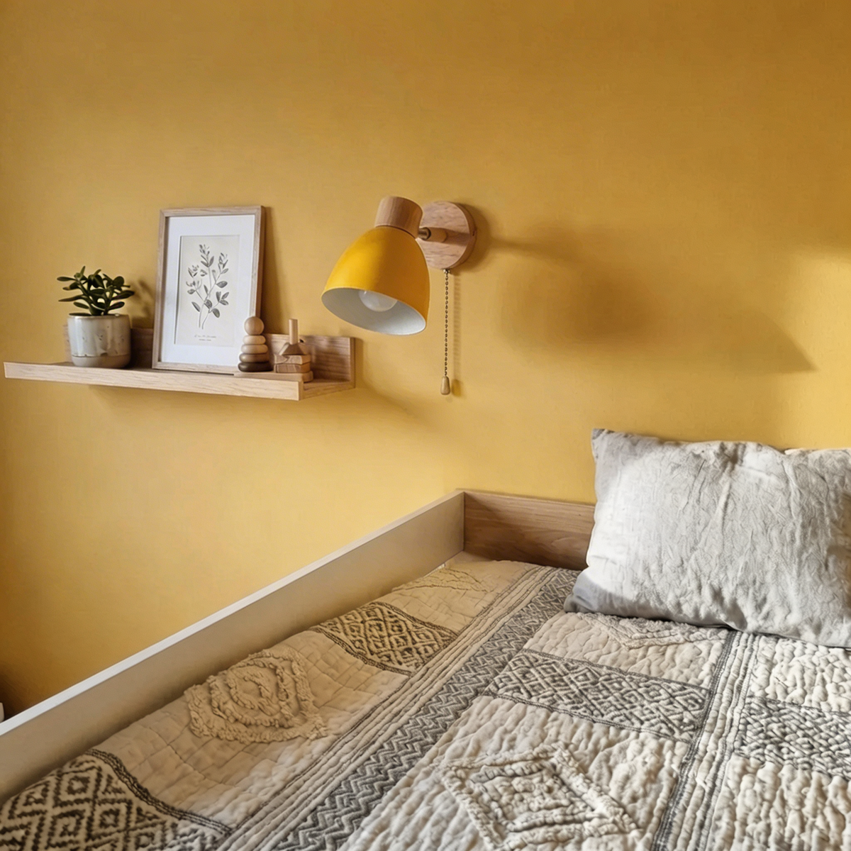 Wall Sconce Light Metal and Wood with Adjustable Shade