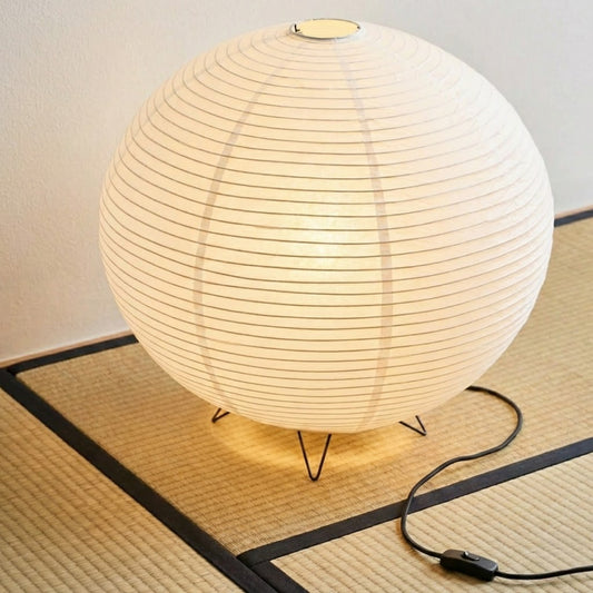 Spherical Wabi-Sabi Paper Table Lamp